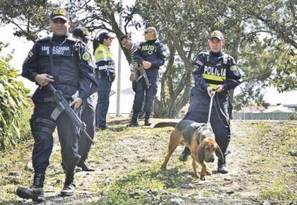 Police dogs search scene of abandoned vehicle in Heredia. La Extra